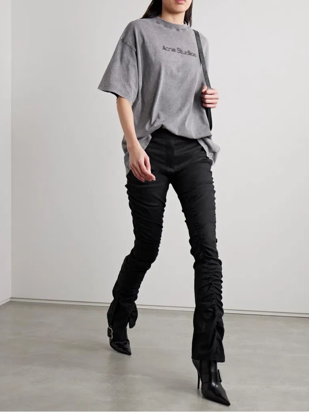 ACNE STUDIOS Gather Linen Blend Mid-Rise Flare Pants